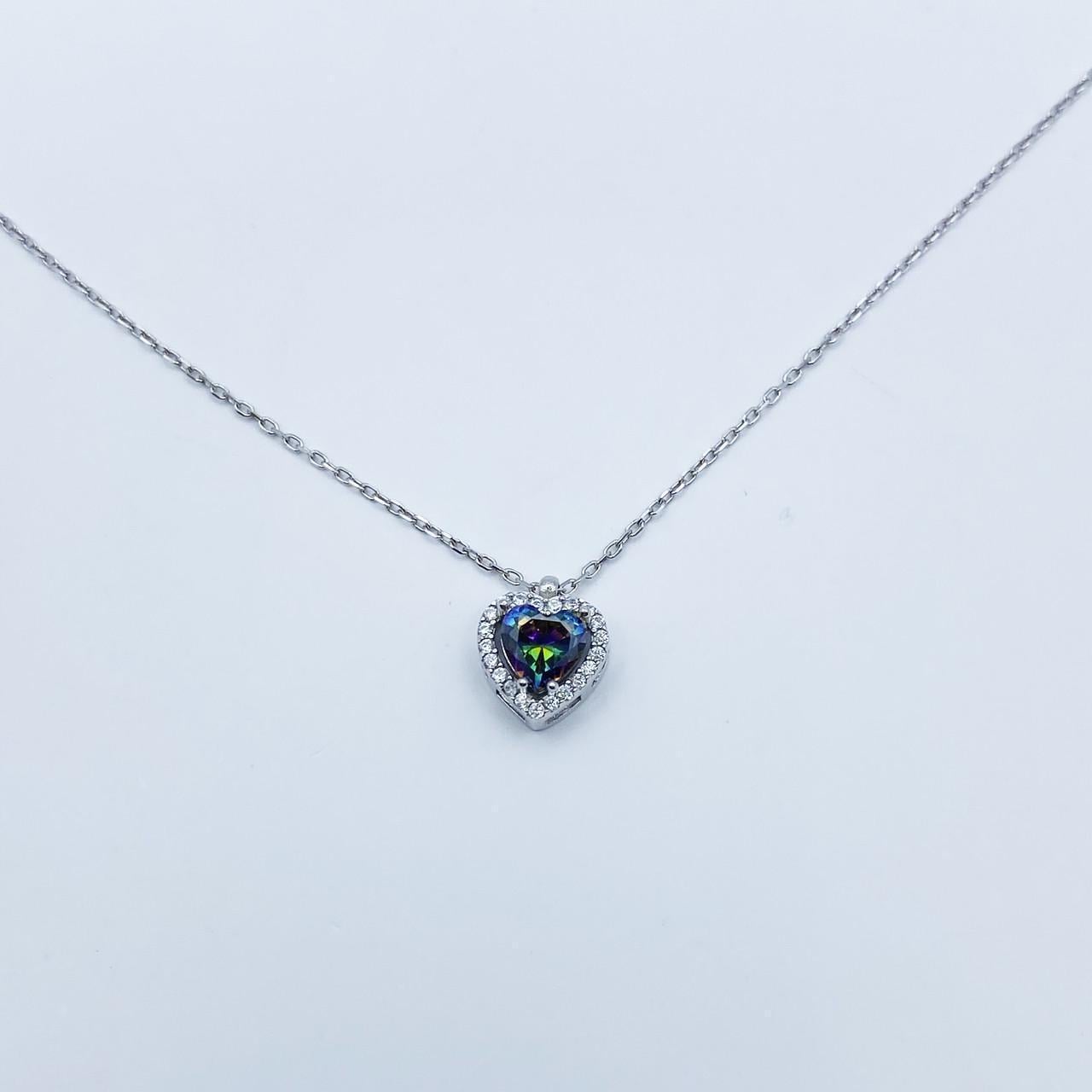 Колье серебряное с кубическим цирконием Сердце 40-45 2,3 г (2159453738)