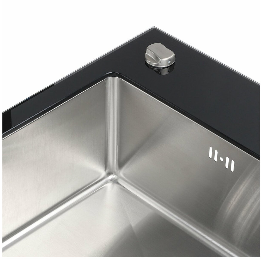 Мойка для кухни Platinum Handmade 600x510x200 мм Black Glass - фото 6