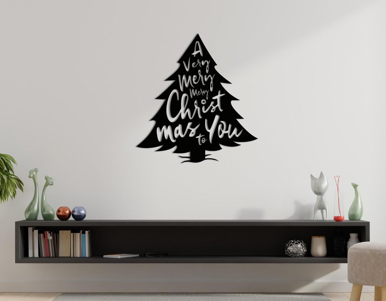 Декоративное панно на стену Upwood Decor Merry Сhristmas Christmas Tree Merry Сhristmas 70х75,6 см Black (1578005866)