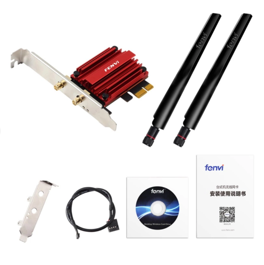 Адаптер трехдиапазонный PCI-E Wi-Fi 6E Intel AX210 2.4G/5G/6Ghz 5374 Mbps Bluetooth 5.3 (PCE-AXE3000)