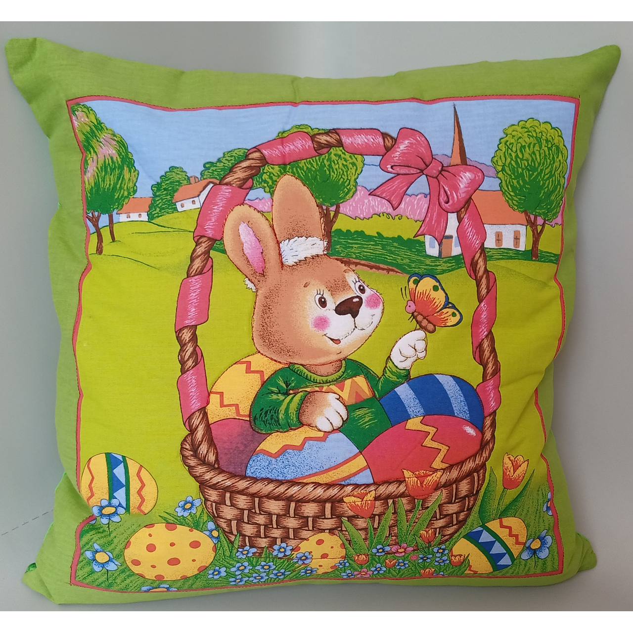 Наволочка детская хлопковая Кролик в корзине 40х40 см (1_1933_11)