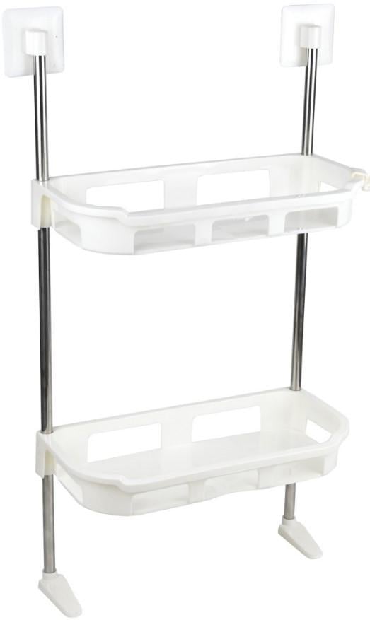 Полиця-стелаж двоярусна для ванної та туалету 30x14x58 см Білий (2104618624)