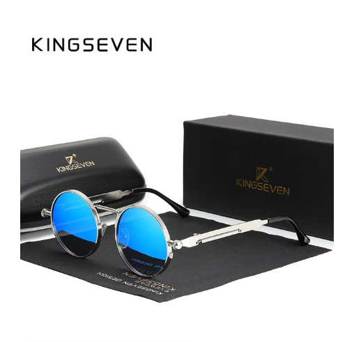 Сонцезахисні окуляри KINGSEVEN DESIGN N7579 Тишейди у металевій оправі з поляризованими лінзами Срібний/Синій - фото 5