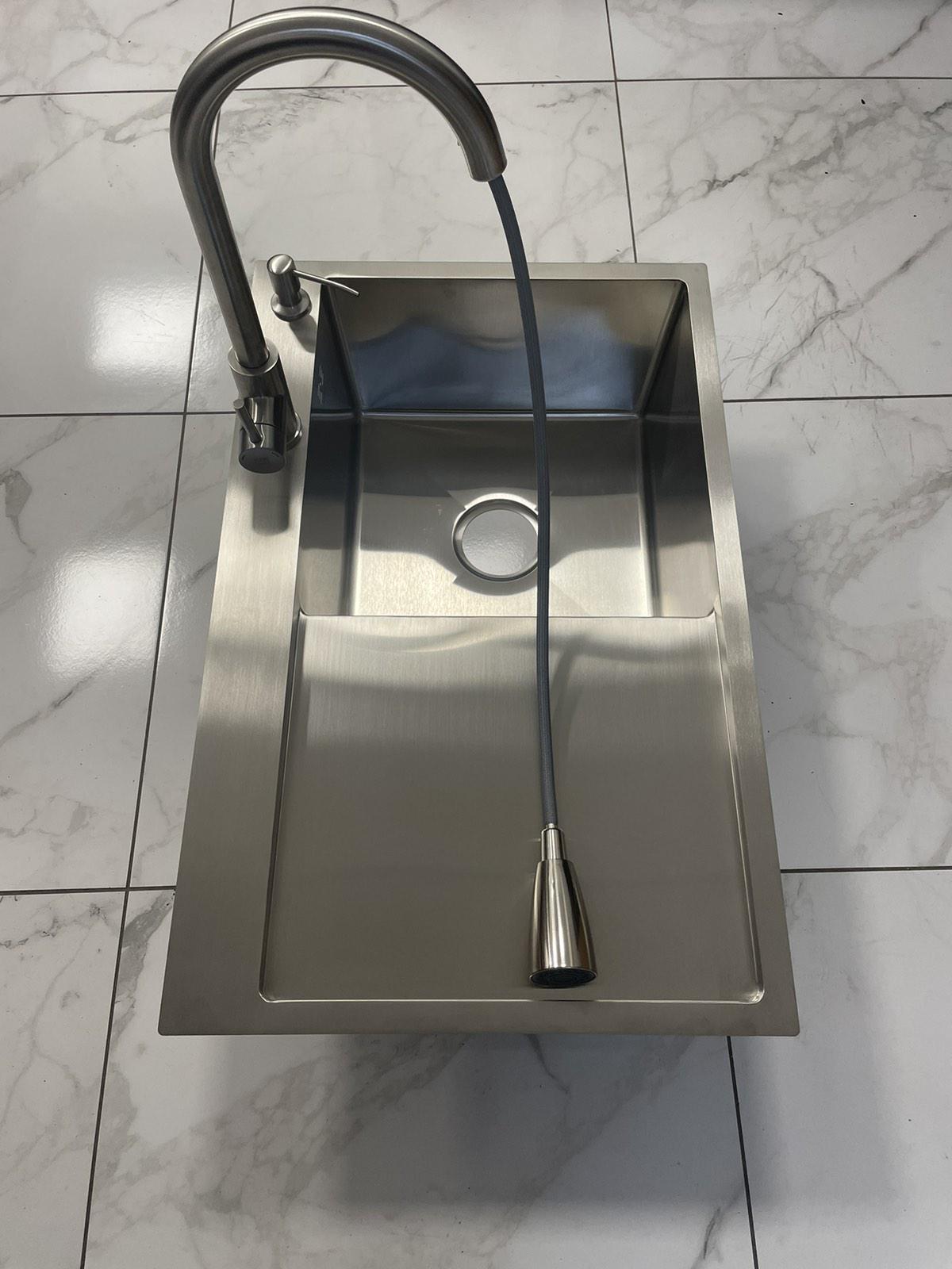 Мойка кухонная Lidz 7849BR правая Серый/смеситель-кран для кухни Aria 015FL Nickel - фото 10 Мойка кухонная Lidz 7849BR правая Серый/смеситель-кран для кухни Aria 015FL Nickel - фото 10