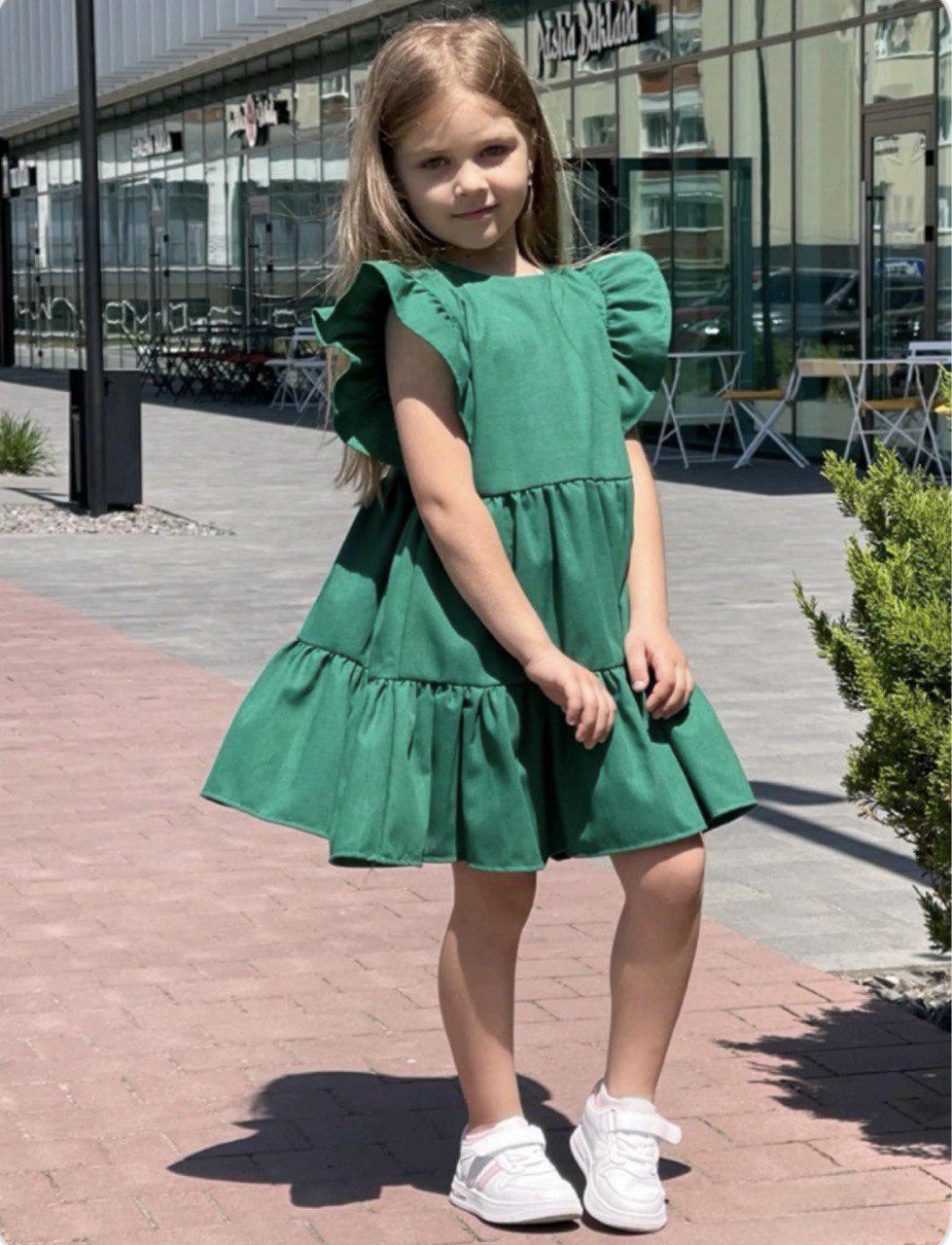 Сарафан льняной на девочку Best Kids 110 см Зеленый