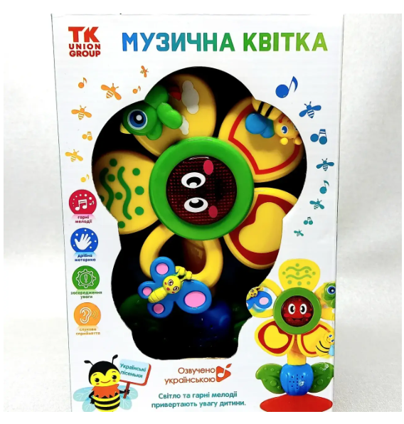 Квітка музична TK Group 36687 3 пісні/світлові ефекти/тріскачка/звуки на присоску в коробці українське озвучення (25445128)