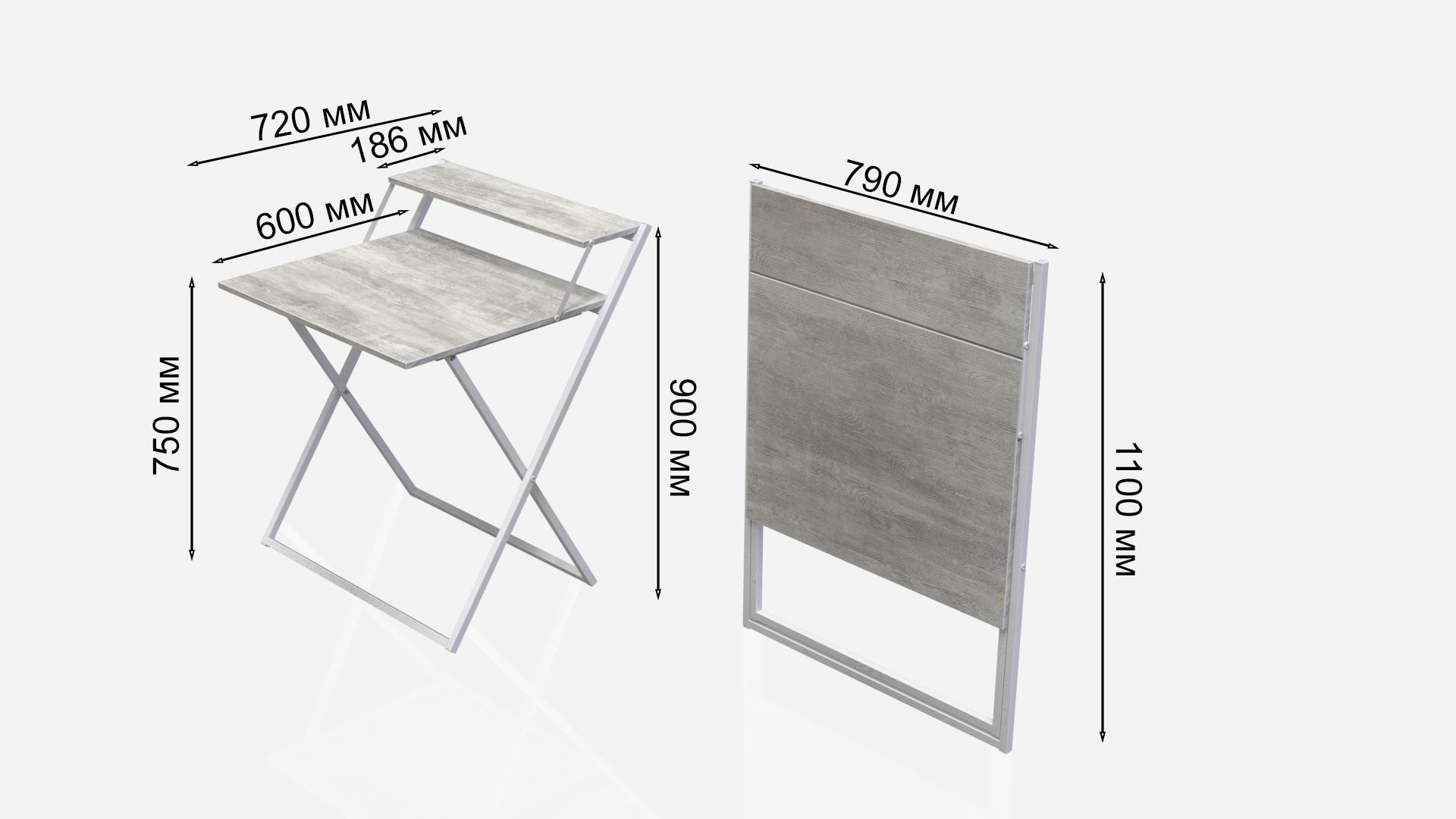 Стіл трансформер комп'ютерний Ferrum-decor Компакт 2 16 мм 750x790x720 мм метал Білий/ДСП Урбан Лайт (KOM214) - фото 2 Стіл трансформер комп'ютерний Ferrum-decor Компакт 2 16 мм 750x790x720 мм метал Білий/ДСП Урбан Лайт (KOM214) - фото 2