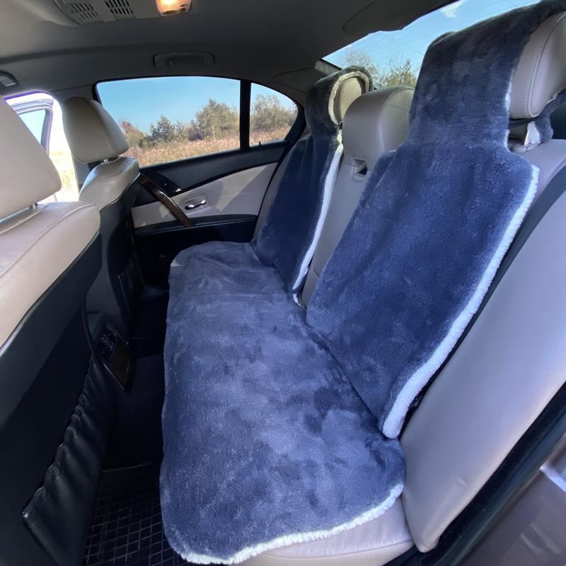 Накидка на сиденье автомобиля из овчины Sheepskin эко-шерсть задний комплект 50 см Серый (721) - фото 2 Накидка на сиденье автомобиля из овчины Sheepskin эко-шерсть задний комплект 50 см Серый (721) - фото 2