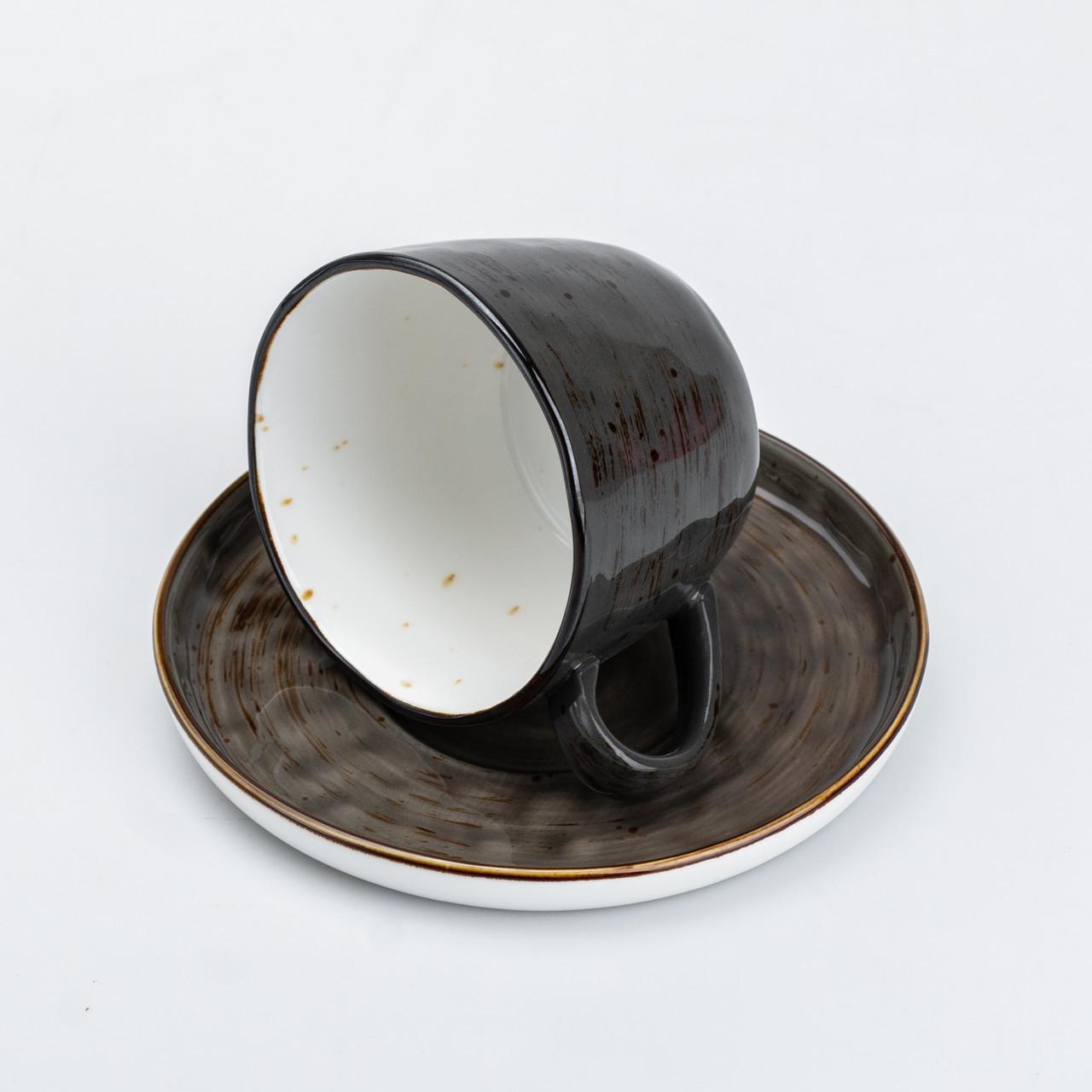 Чашка с блюдцем керамическая 200 мл Черный (2450442664)