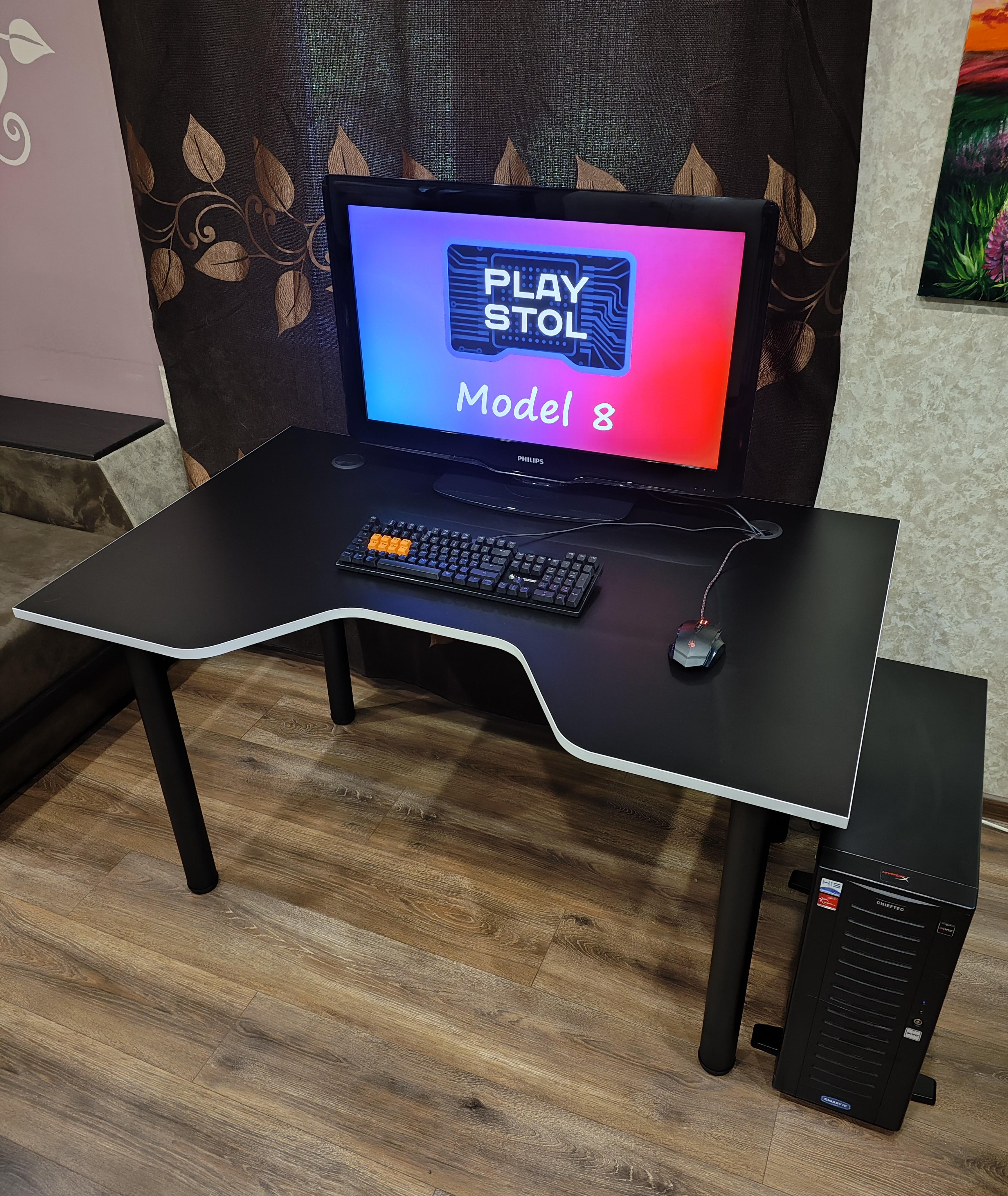 Компьютерный стол геймерский игровой PlayStol Model 8 1300х800х730 мм Черный Компьютерный стол геймерский игровой PlayStol Model 8 1300х800х730 мм Черный