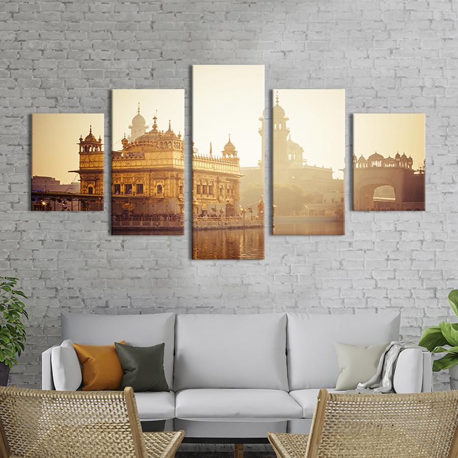 Модульная картина из 5 частей Священный Золотой Храм в Индии 187x94 см (336-52)