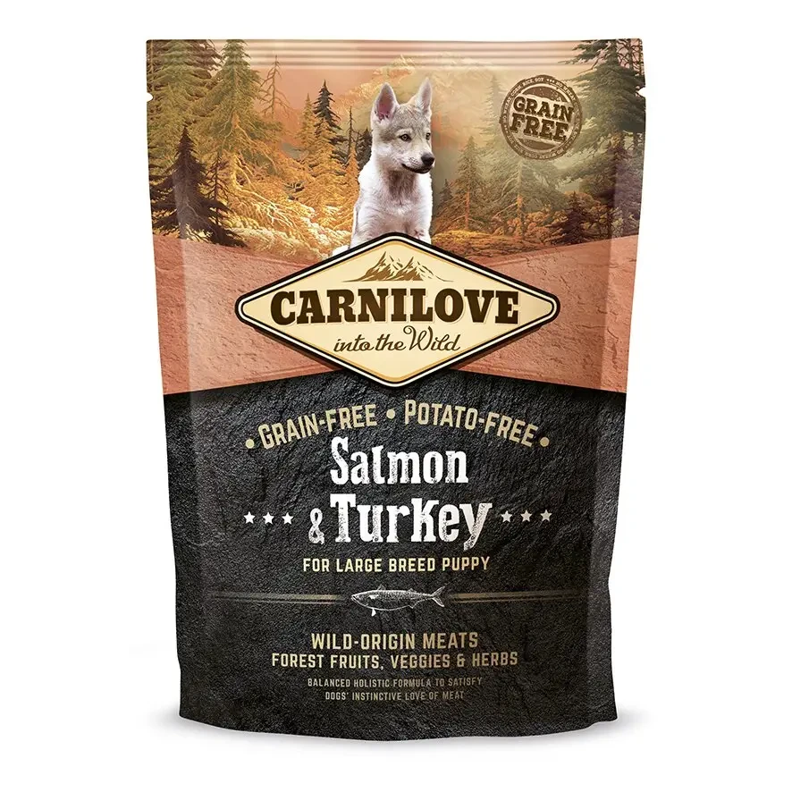 Сухой корм для щенков и молодых собак больших пород Carnilove Salmon & Turkey 1,5 кг
