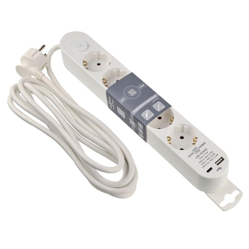 Фільтр-подовжувач мережевий АСКО-УКРЕМ Ornat 5 гнізд 3 м з з/к USB/Type C з вимикачем (ECO019001008) Фільтр-подовжувач мережевий АСКО-УКРЕМ Ornat 5 гнізд 3 м з з/к USB/Type C з вимикачем (ECO019001008)