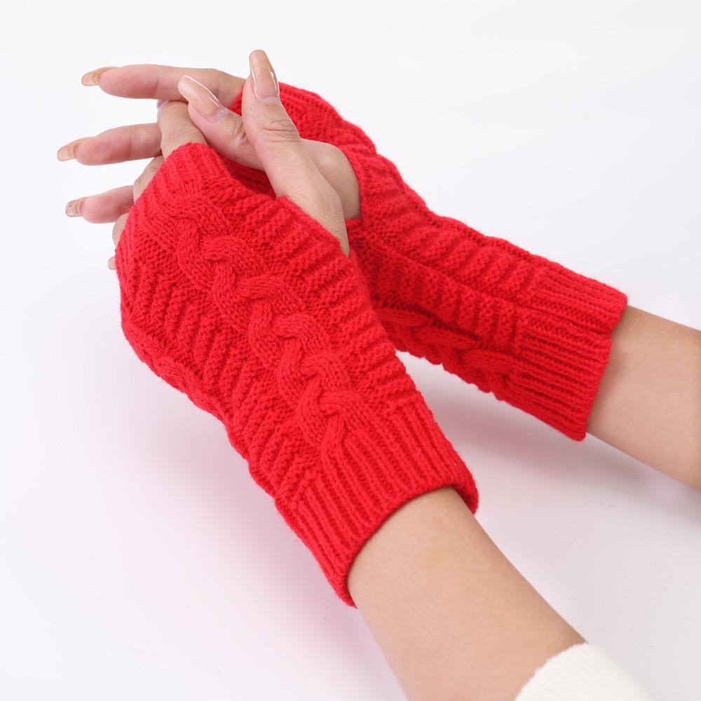 Митенки с текстурой вязки One size Красный (2331) - фото 1