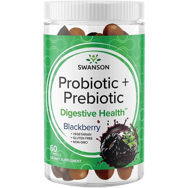 Травні ферменти Swanson Probiotic + Prebiotic Blackberry 60 Gummies (000020005)