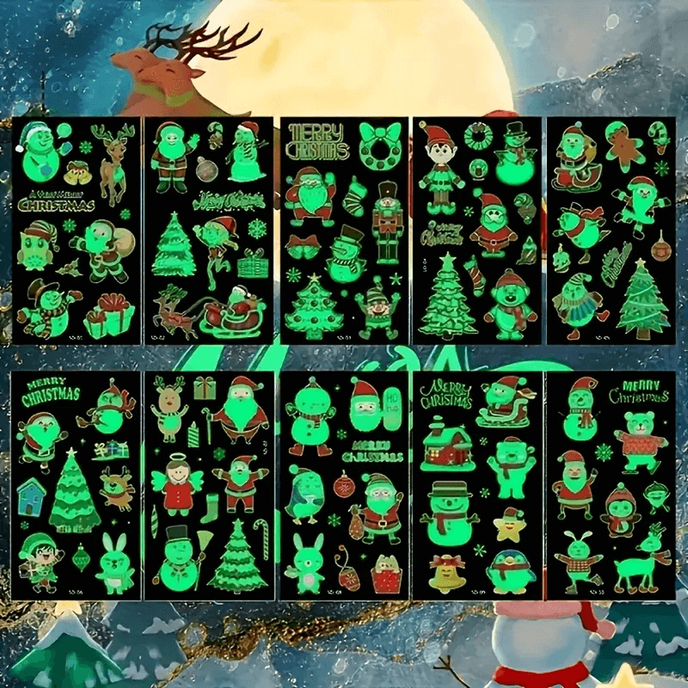 Детские временные тату Рождество 10 шт. 12х7 см (kids-tatto-set10-christmass) - фото 2