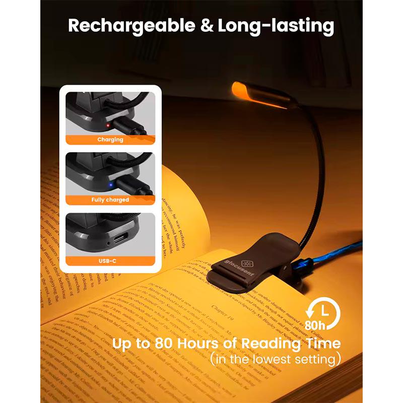 Лампа Glocusent Mini clip-on book light A11 1800/3400/6000K 80h Черный (595908) - фото 5 Лампа Glocusent Mini clip-on book light A11 1800/3400/6000K 80h Черный (595908) - фото 5