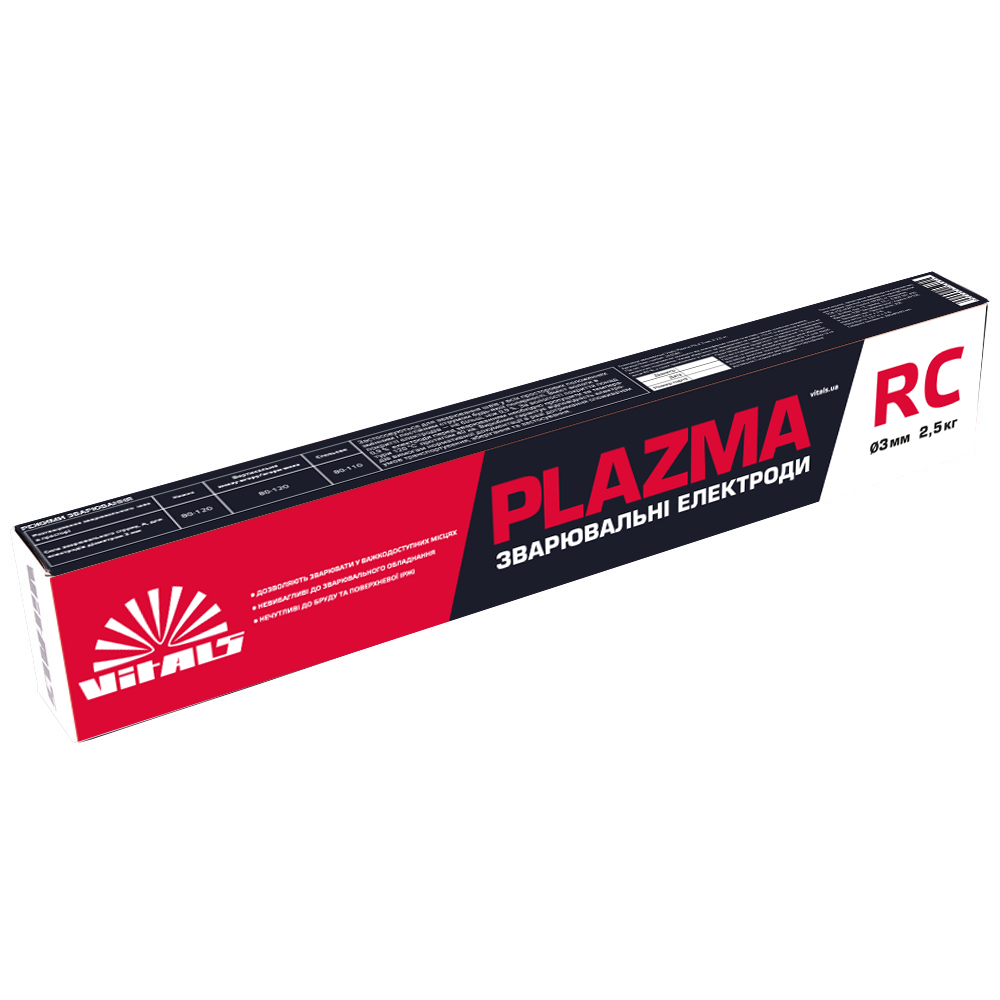 Электроды сварочные Vitals Plazma РЦ D 3 мм 2,5 кг (245084) Электроды сварочные Vitals Plazma РЦ D 3 мм 2,5 кг (245084)