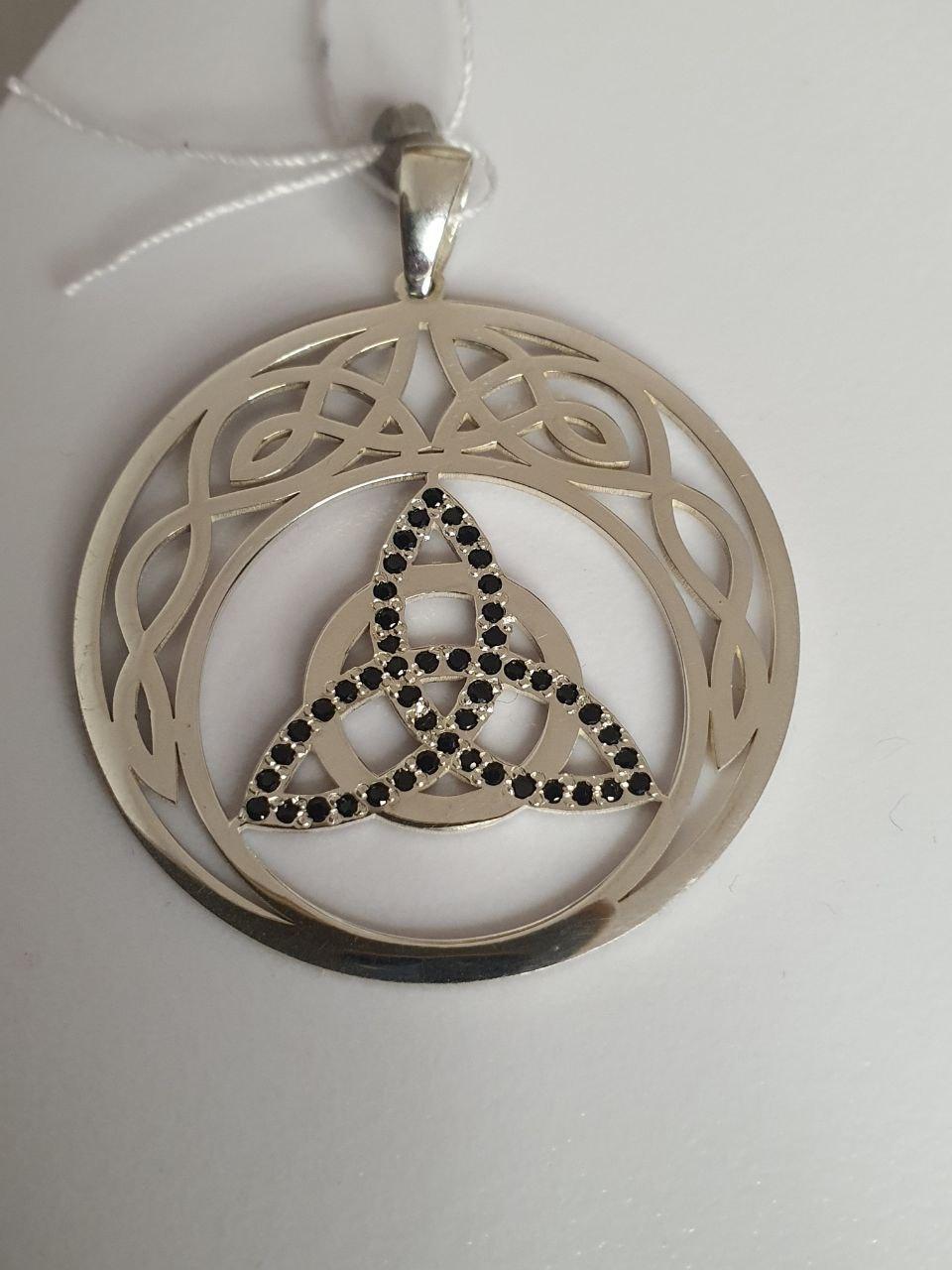 Срібний кулон підвіс триквер в лунниці 925 проба каміння циркон Чорний (2785821024)