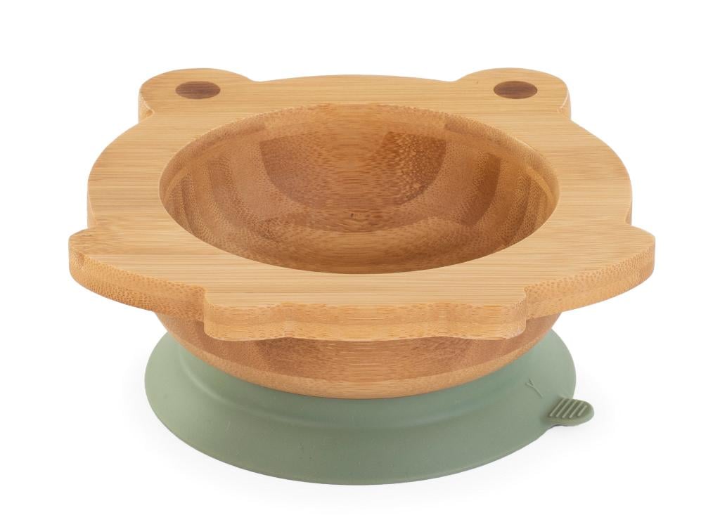 Детская бамбуковая тарелка Wooden Bowl Frog с ложкой на присоске (89470) - фото 4