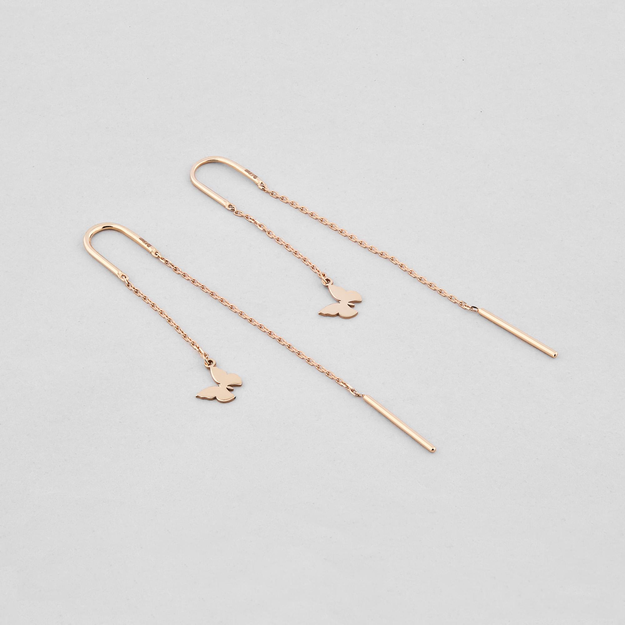 Золотые серьги Весенняя бабочка (2300100241-ч)