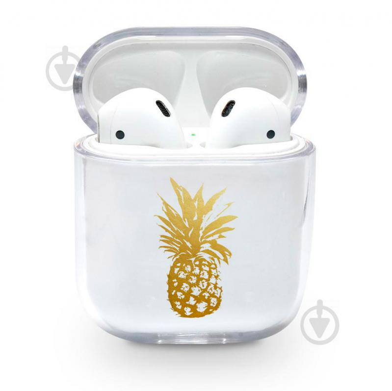 Прозрачный силиконовый чехол Apple AirPods с рисунком - Золотой ананас (KAP1229)