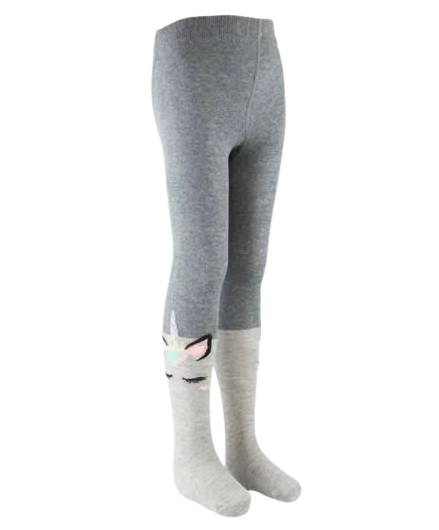 Колготы демисезонные для девочки BROSS Единорог хлопок 86-92 см 1-3 года Серый (006391)