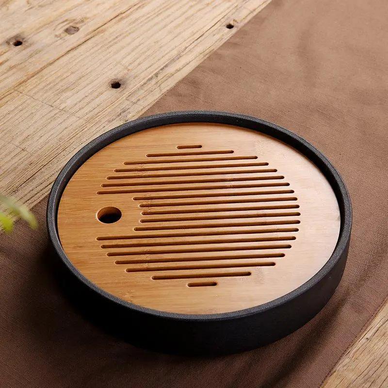 Чабань круглая для чайной церемонии Солнце и луна бамбуковая (455)