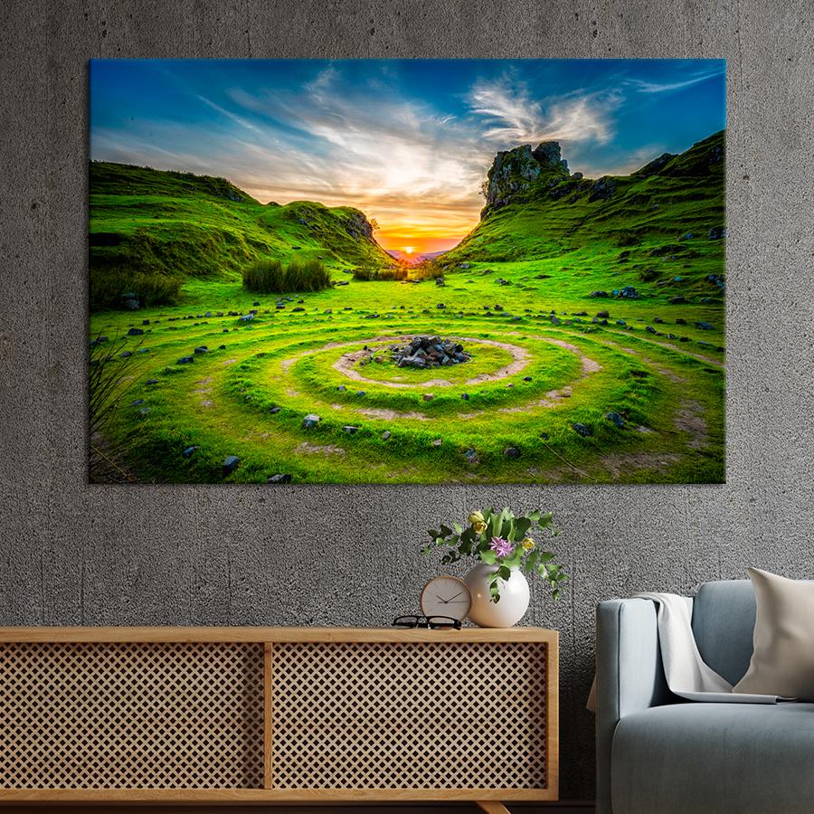 Картина природа Круги на горной долине 80x54 см (A1140-1)