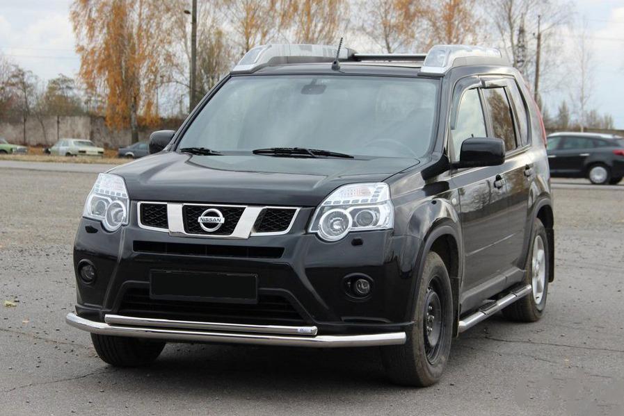 Передняя защита ST014 CAN для Nissan X-trail T31 2007-2014 гг. нержавеющая сталь Хром