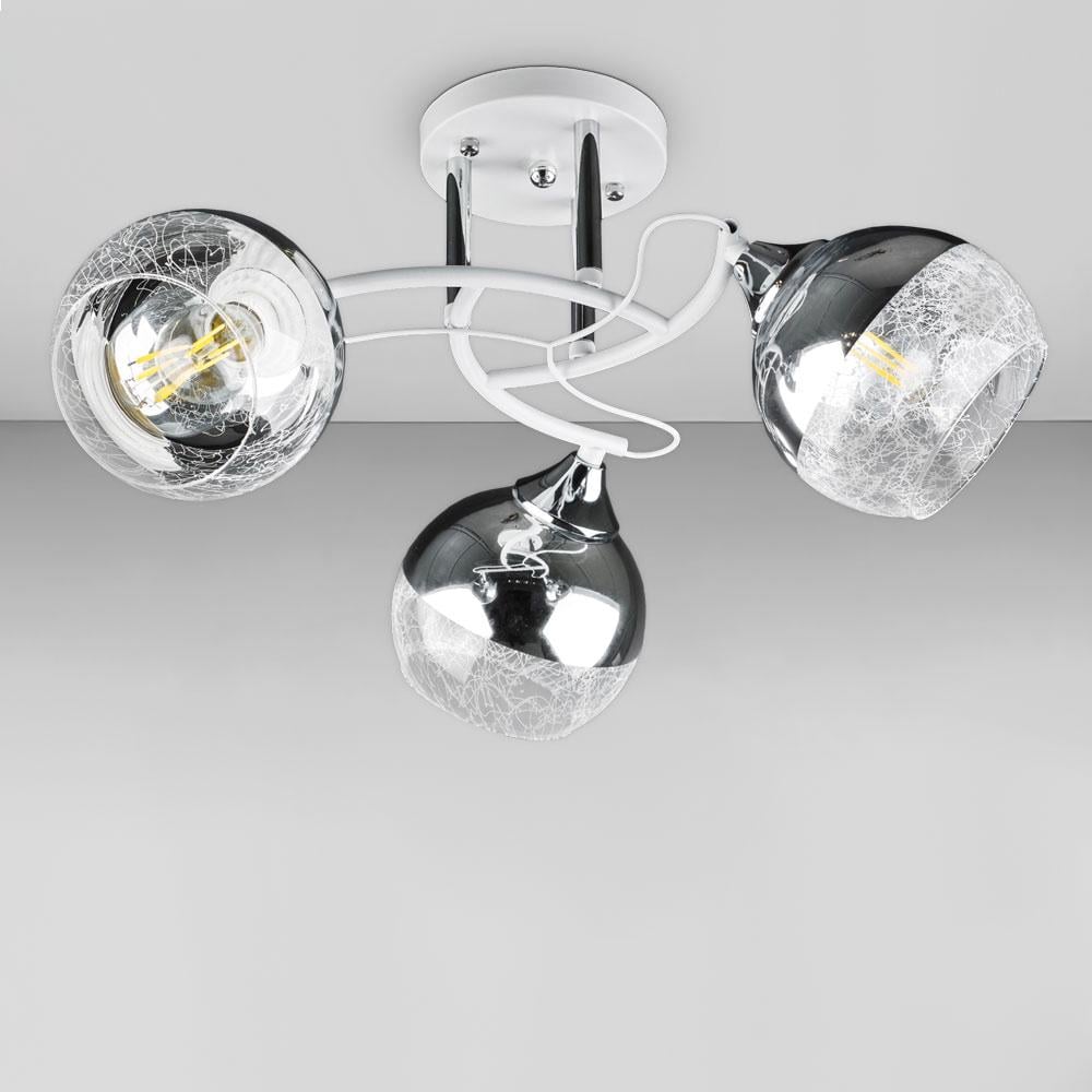 Люстра стельова Light House DL-18657/3 з візерунком Білий/Хром/Дзеркальний