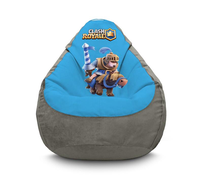 Кресло мешок iPuff Clash Royale Knight and horse Флок XXXL 100х135 см Серый