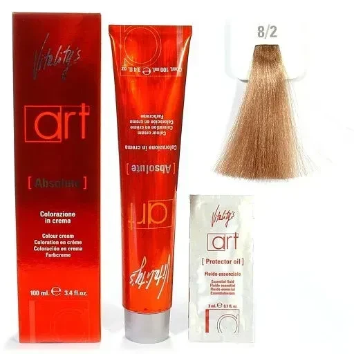 Крем-краска для волос с масляным коктейлем Vitality’s Art Absolute Hair Color Cream 8/2 Бежевый светлый блондин 100 мл
