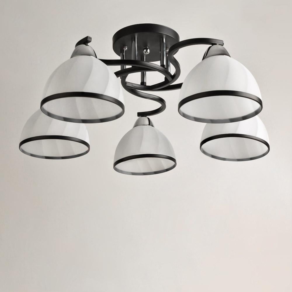 Люстра стельова Light House SH-19284/5 CR/BK E27х5 560х560х220 мм Чорний/Хром - фото 1 Люстра стельова Light House SH-19284/5 CR/BK E27х5 560х560х220 мм Чорний/Хром - фото 1