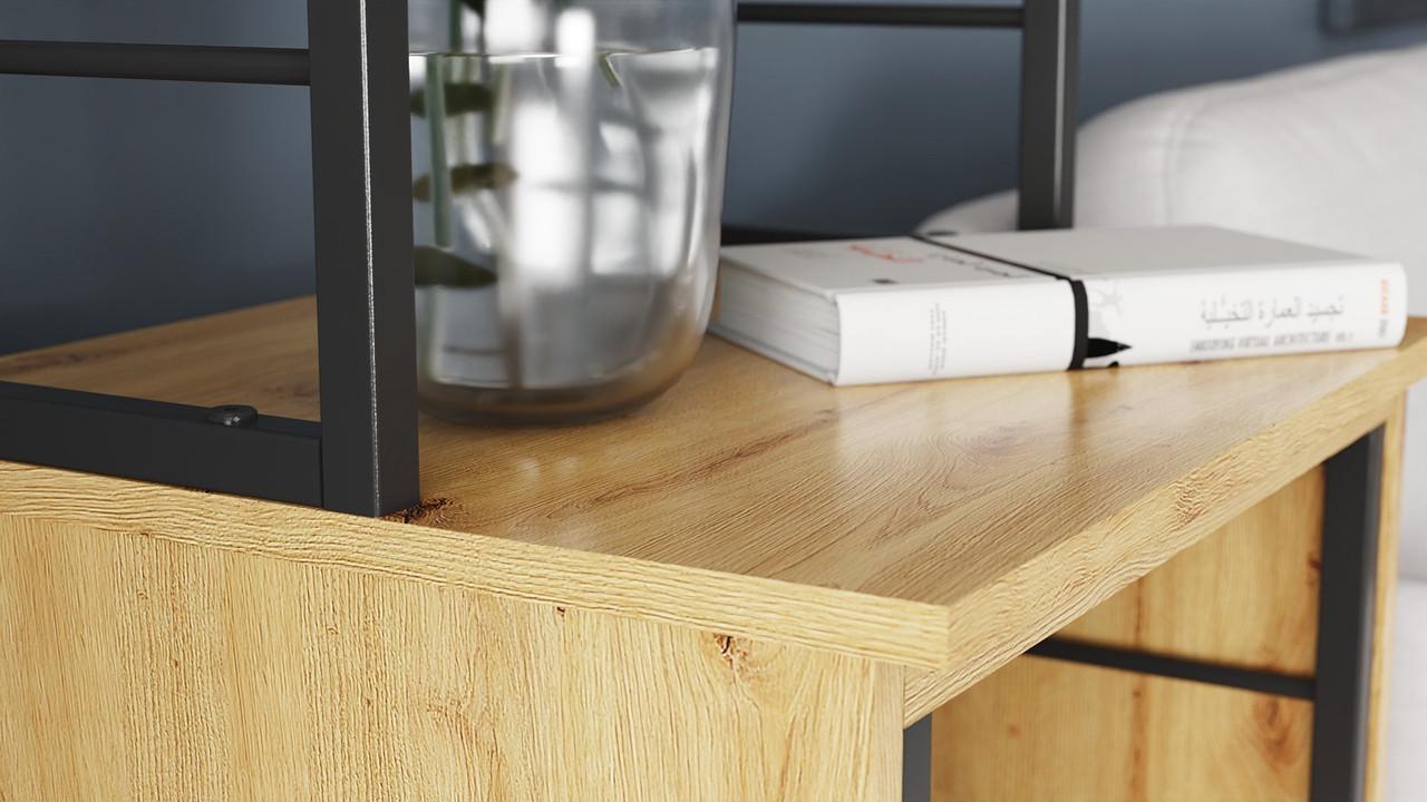 Стіл-тумба трансформер Ferrum-decor Смарт 3/1 з етажеркою метал/ДСП 16 мм 1430x1450x500 мм Чорний/Дуб Артизан (FRD-105114) - фото 2 Стіл-тумба трансформер Ferrum-decor Смарт 3/1 з етажеркою метал/ДСП 16 мм 1430x1450x500 мм Чорний/Дуб Артизан (FRD-105114) - фото 2