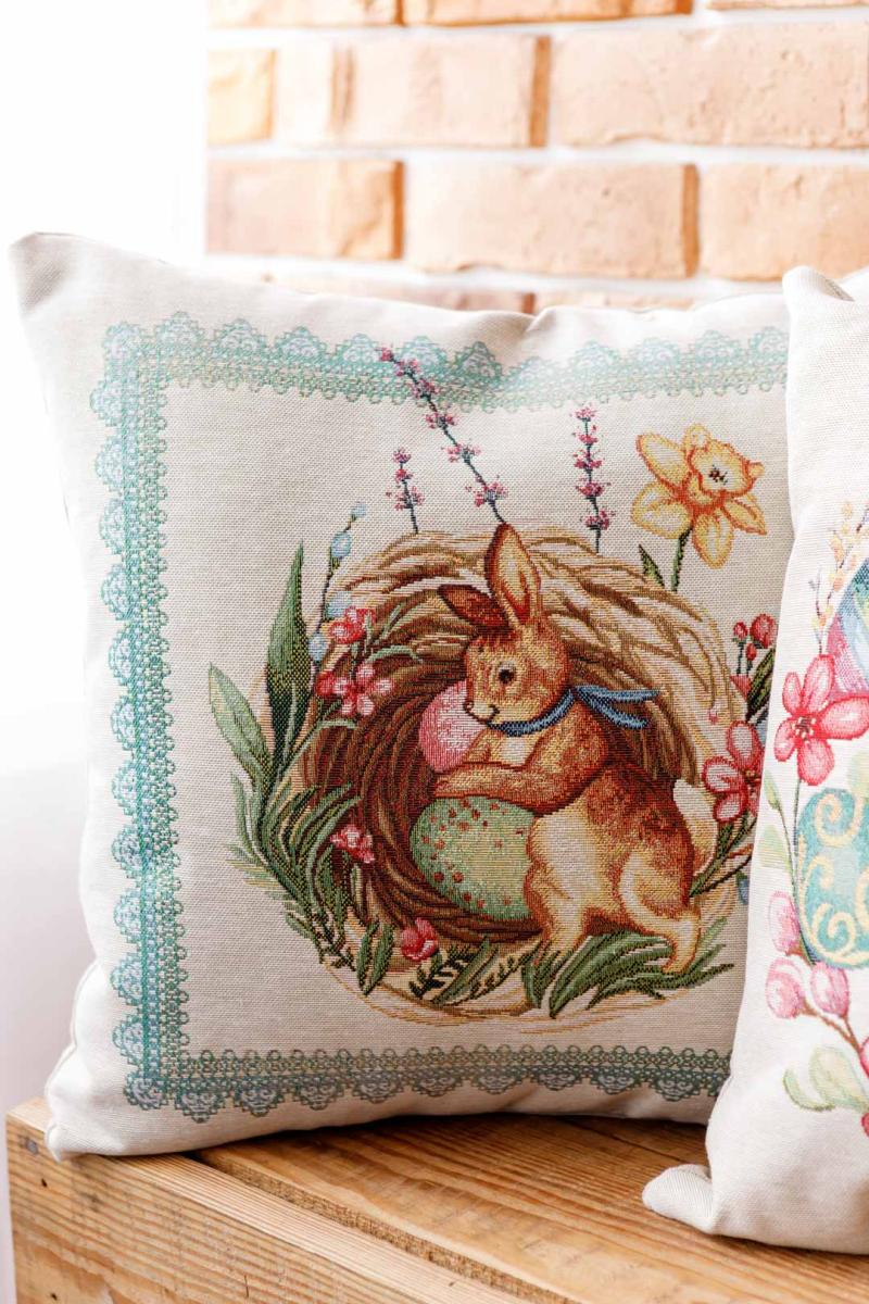 Подушка великодня Злагода Зайчик зі стрічкою 45х45 см (034256)