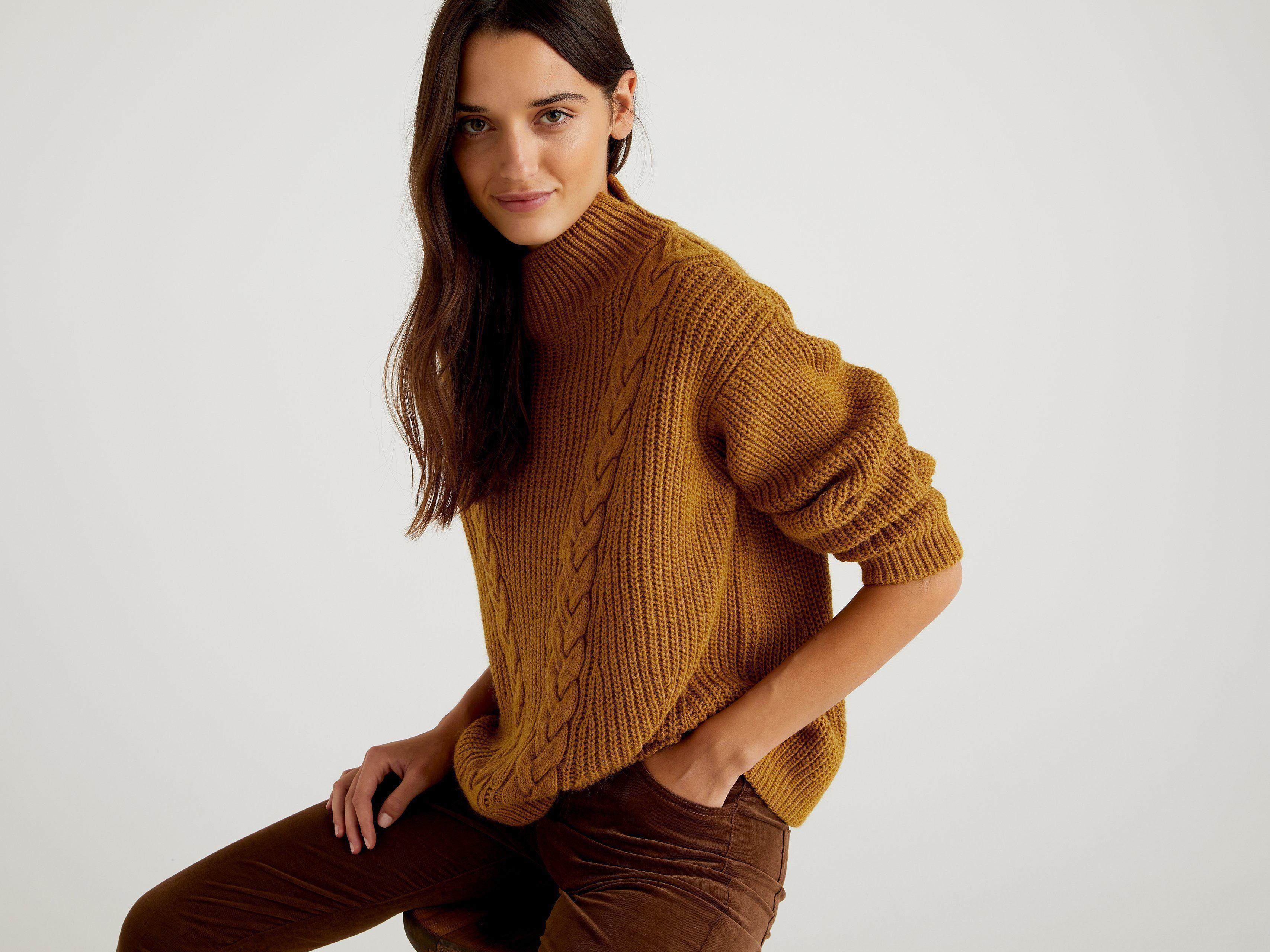 Светр жіночий Benetton 108yd2562 M Жовтий - фото 3 Светр жіночий Benetton 108yd2562 M Жовтий - фото 3