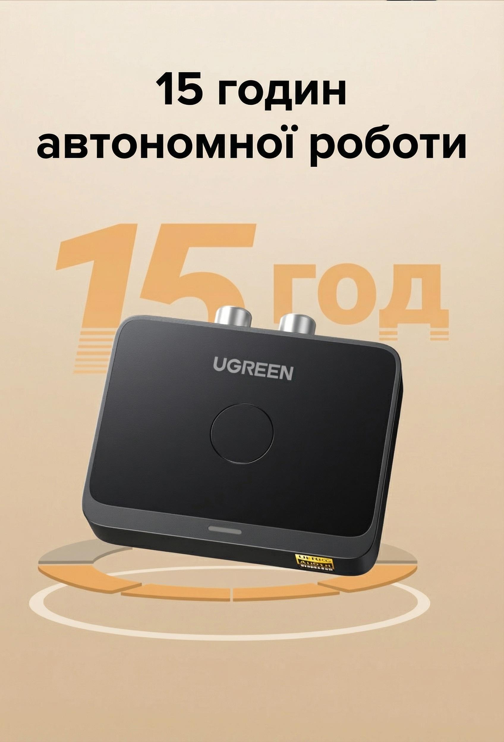Bluetooth-ресивер для акустики UGREEN BT505 Bluetooth 6.0/LDAC Черный (55545) - фото 8