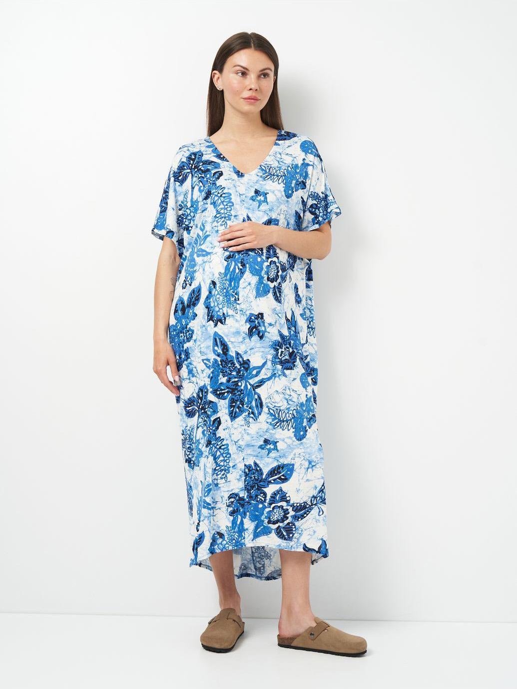 Сукня для вагітних H&M Квіти S Біло-синій (X904887444)