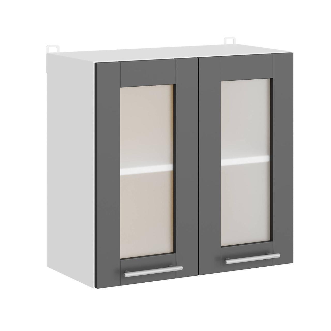 Кухня секция Еверест Эко Новая 60 Верх Витрина Еверест 600х575х296 мм Белый/Графитовый (eko-404)