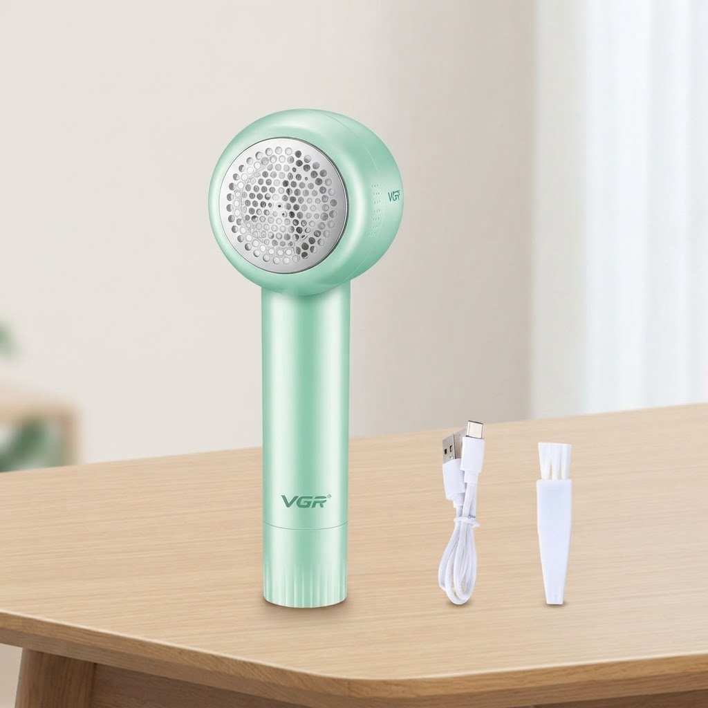 Машинка аккумуляторная для удаления катышек Lint Remover VGR V-813 для снятия колтунцев с одежды с резервуаром с 3 ножами 20 мм Зеленый (51393)
