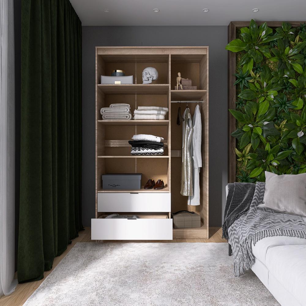 Шкаф распашной для одежды с выдвижными ящиками Эверест Сити-1200 120,2x50x204,6 см Дуб сонома/Белый (EVR-071124) - фото 4 Шкаф распашной для одежды с выдвижными ящиками Эверест Сити-1200 120,2x50x204,6 см Дуб сонома/Белый (EVR-071124) - фото 4