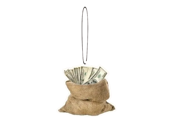 Підвіска на дзеркало заднього виду Гроші в мішку Бежевий (25383766)