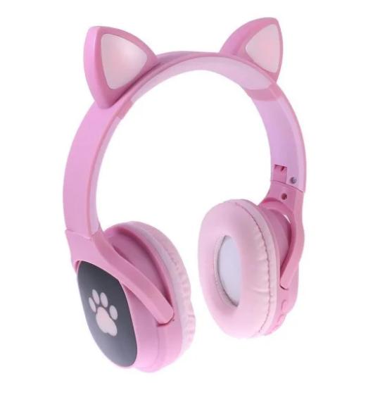 Наушники беспроводные Cat Ear VZV-380M Bluetooth с ушками и LED подсветкой Розовый