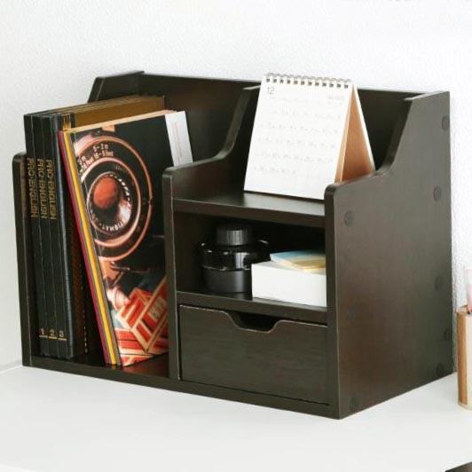 Полка книжная настольная из дерева Альфен Мокко (КПА-026310)