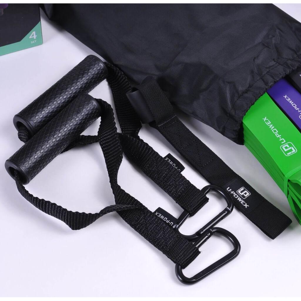 Резинки для спорта и подтягиваний/петли с ручками и карабином для спорта U-Powex 7-57 кг 4 шт. (11180156) - фото 7