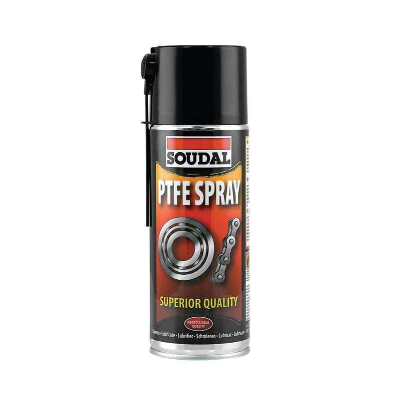 Аэрозоль тефлоновый SOUDAL PTFE Spray проницаемо-смазочный 400 мл Бело-желтый (00009000000010PTFE)