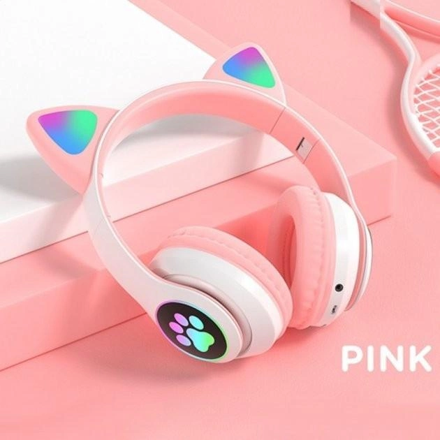 Навушники бездротові YR-28 Cat Ear Headset з вушками та LED підсвічуванням М'ятний - фото 2