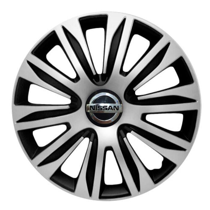 Колпаки для колес 4 Racing Nardo R14 с логотипом Nissan 4 шт. Silver/Black