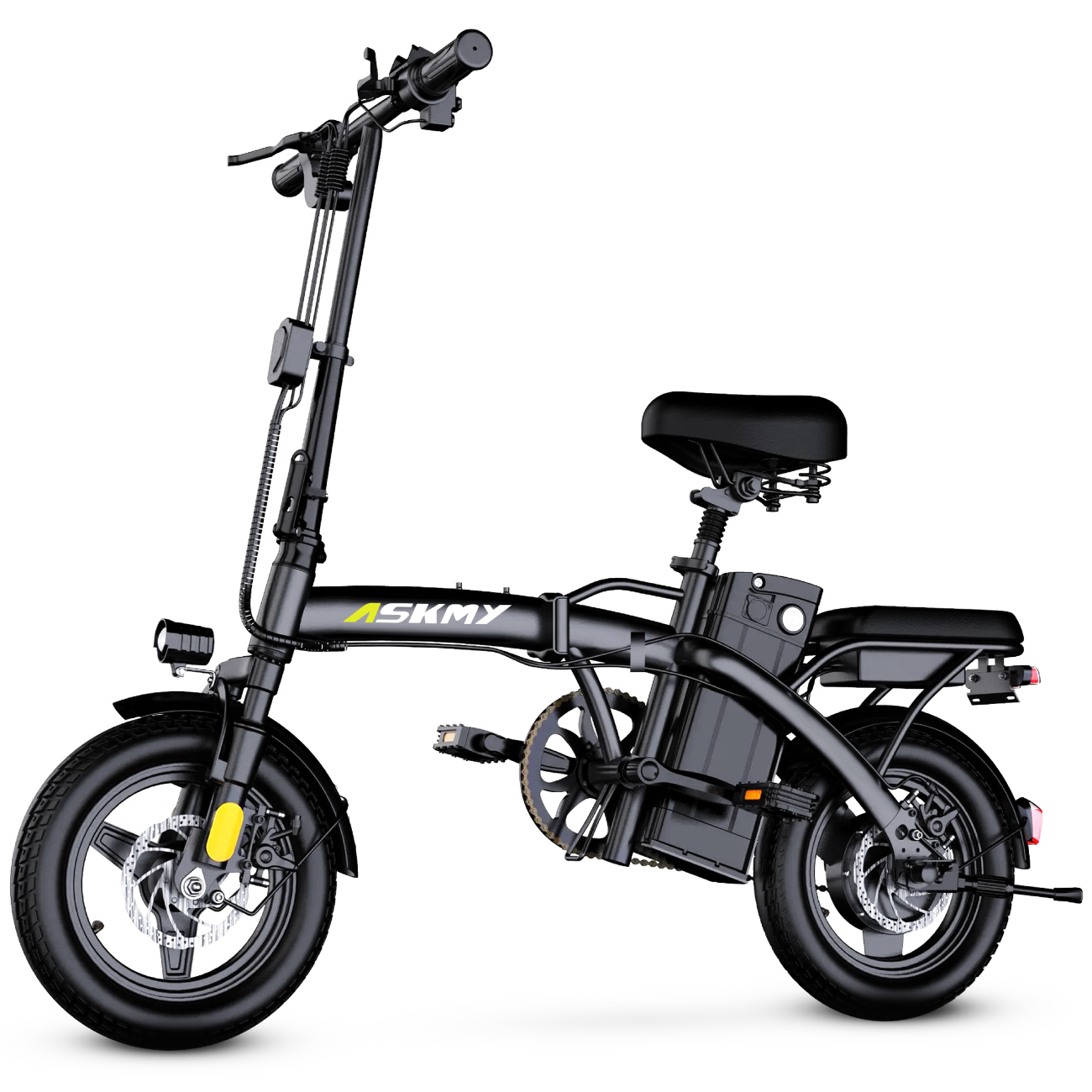 Електровелосипед складаний ASKMY U14 48V 500W 13Ah з додатковим сидінням та кошиком Чорний